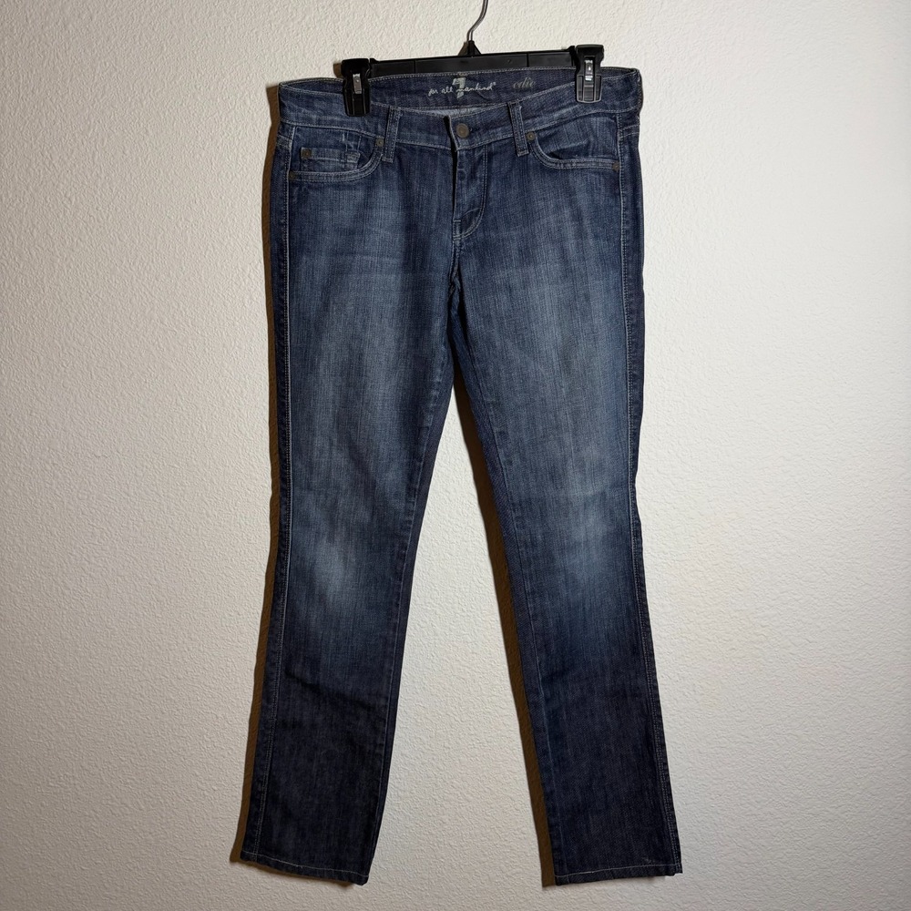 7 For All Mankind Edie Jeans Womens 32 Blue Denim Dark Wash Straight Leg Outdoor